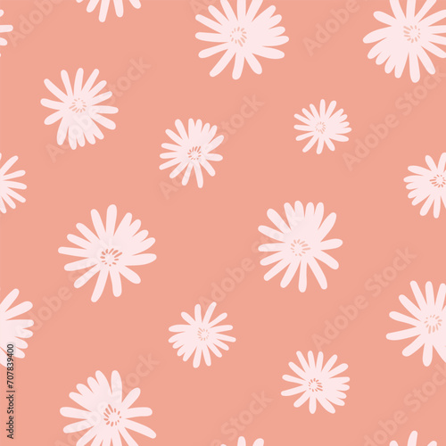 Seamless floral pattern based on traditional folk art ornaments. Colorful flowers on color background. Scandinavian style. Sweden nordic style. Vector illustration. Simple minimalistic pattern © Alla
