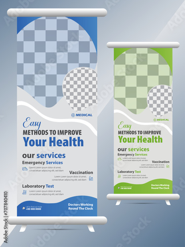Modern corporate medical healthcare roll up banner template design