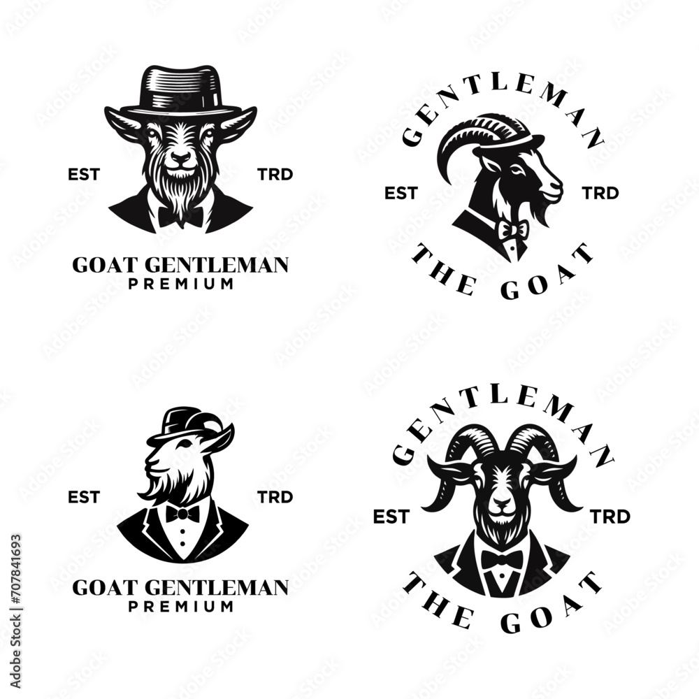 Goat Gentleman Vintage logo icon design template