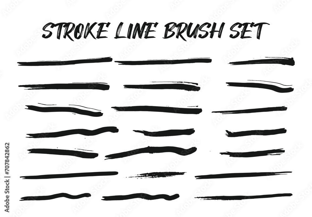 Line brush stroke -  vector elements brush stroke black different type grungy decoration collection
