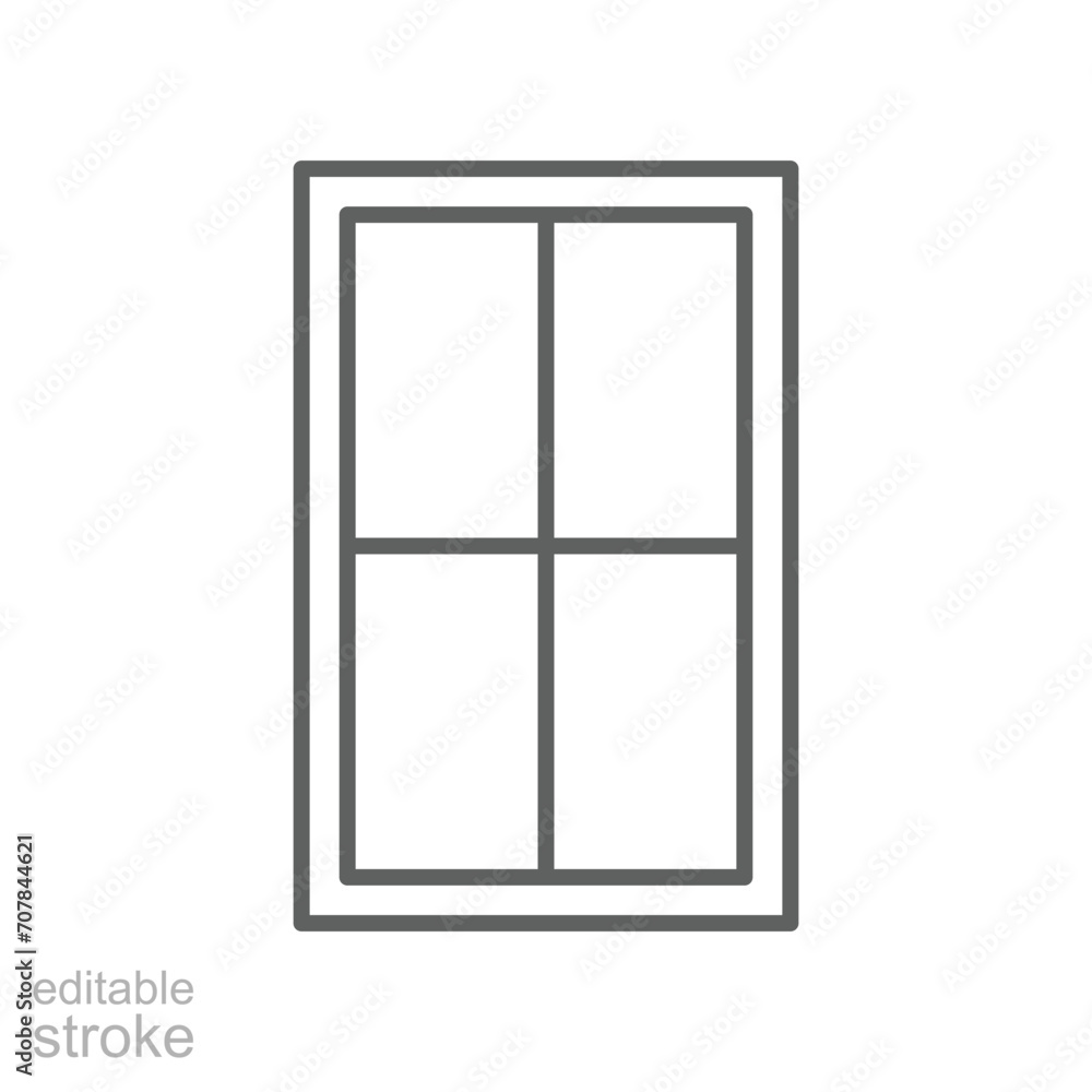 Window icon. Simple outline style. Window frame, construction, room, house, home interior concept. Thin line symbol. Vector illustration isolated. Editable stroke. Window icon. Simple outline style. Window frame, construction, room, house, home interior concept. Thin line symbol. Vector illustration isolated. Editable stroke.
