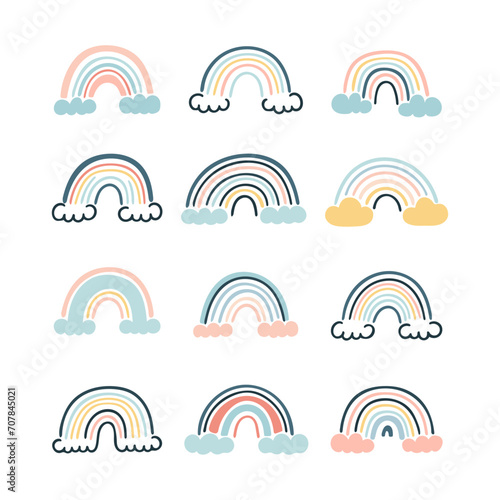 A beautiful set of vector fun in pastel colors with shadows, ideal for children's designs. photo