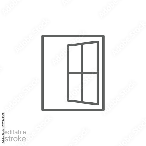 Window icon. Simple outline style. Window open  frame  square  glass  construction  room  house  home interior concept. Thin line symbol. Vector illustration isolated. Editable stroke.