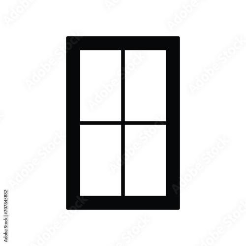 Window icon. Simple solid style. Window frame, construction, room, house, home interior concept. Silhouette, glyph symbol. Vector illustration isolated.