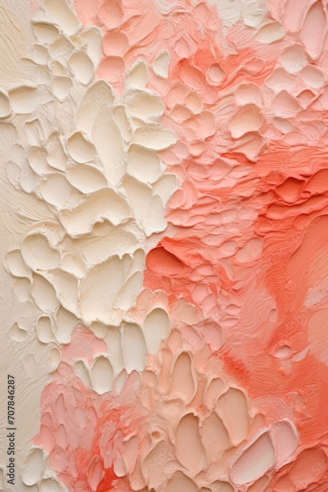 Coral closeup of impasto abstract rough white art painting texture