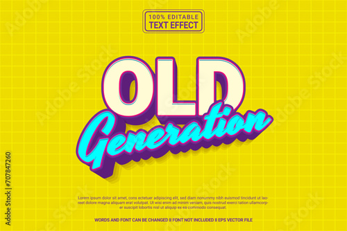 Editable text effect Old generation 3d cartoon template style modern premium vector photo