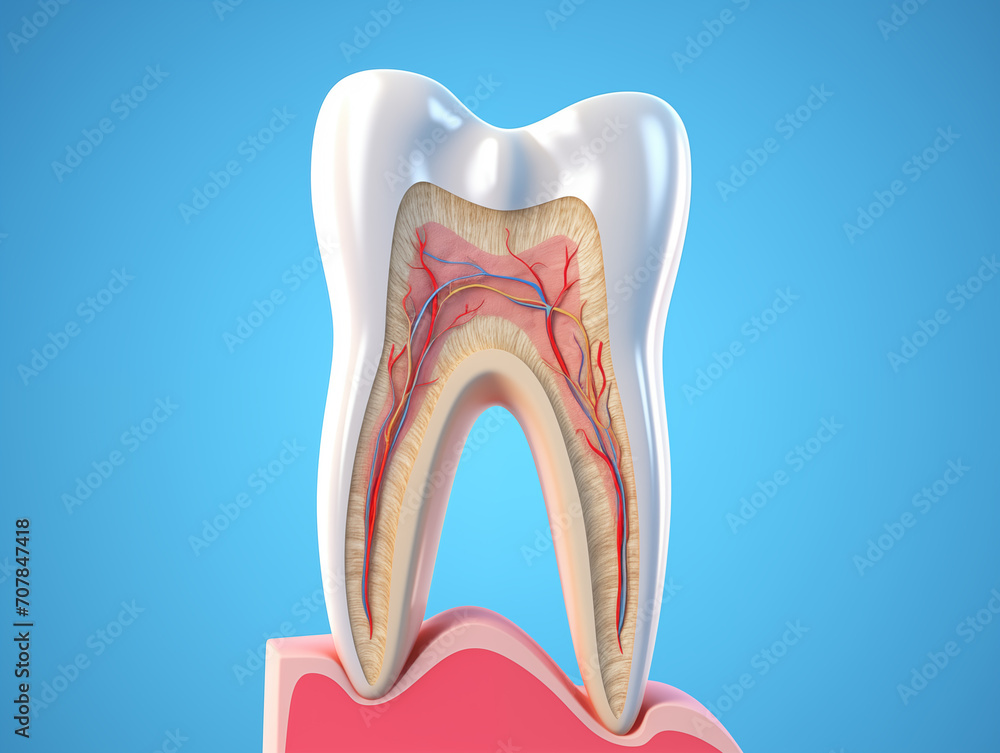 Tooth anatomy detailed view over blue background. Tooth anatomy detailed view over blue background.