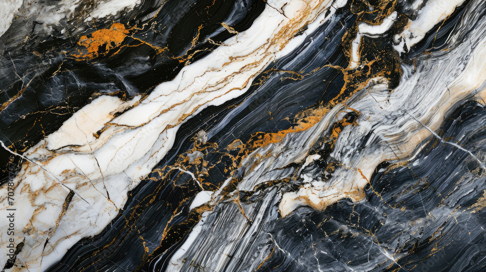 Luxury abstract marble background in black and white with gold lines