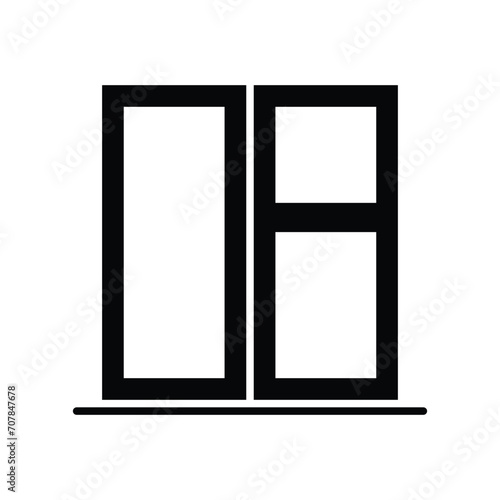Window icon. Simple solid style. Window frame, closed, construction, room, house, home interior concept. Silhouette, glyph symbol. Vector illustration isolated.