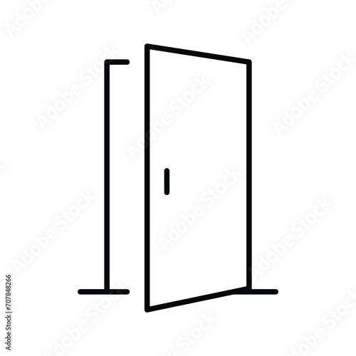 Opened door icon. Simple outline style. Door, open, enter, exit, entrance, front, doorway, house, home interior concept. Thin line symbol. Vector illustration isolated.