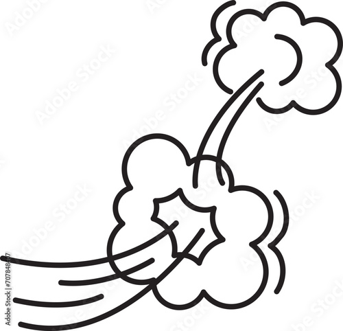 Foto Fart cloud vector linear icon, smoke poof doodle, comic breath, air, steam puff, dust or flatulence, cartoon smell pop, funny gas outline design