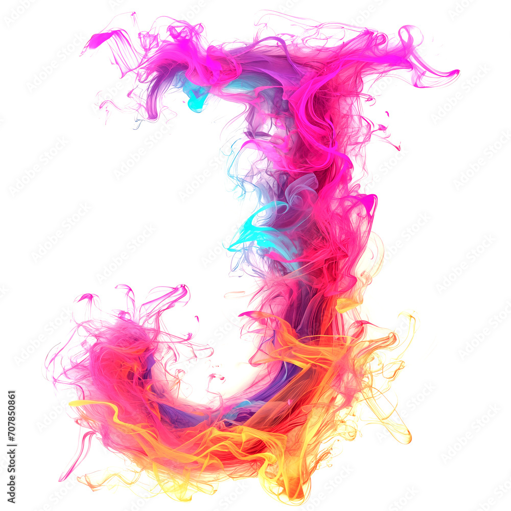 A colorful, flames letter 
