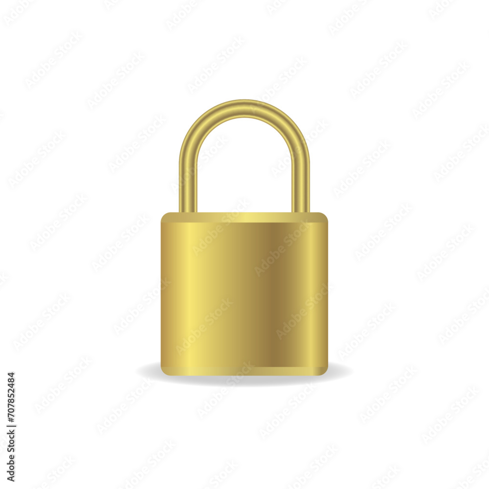 metal padlock. closed padlock gold steel lock metal padlock. closed padlock gold steel lock