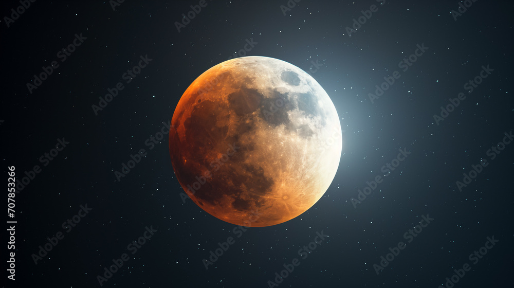 Fototapeta premium 5353X3000 pixel,300DPI,size 17.5 X 10 INC.Lunar eclipse pattern with the moon