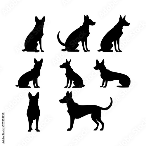 Ruby dog silhouette set. Cute icon of dogs. Dog vector illustration and logo style. 