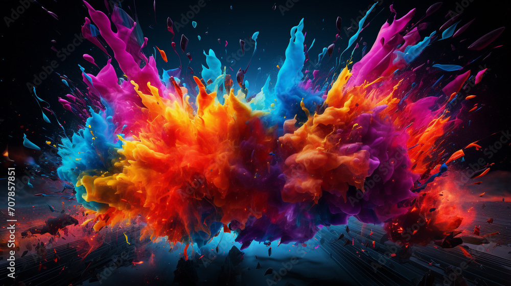 Abstract background color bome smoke explosion neon light