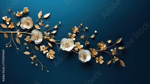 Piece of expensive jewelry on blue background photo