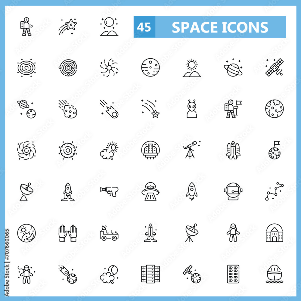 space icon set in line style