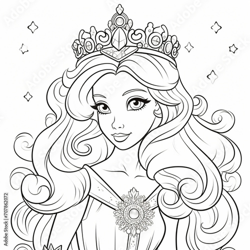 coloring page of a princess