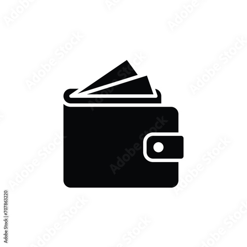 Wallet icon. Simple solid style. Affordable, investment, money, cash, dollar, bill, payment, business, finance concept. Black silhouette, glyph symbol. Vector isolated on white background. SVG.