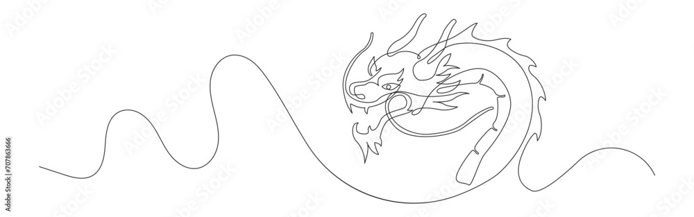 Continuous one line drawing ancient Chinese dragon. Vector illustration Chinese new year. Continuous one line drawing ancient Chinese dragon. Vector illustration Chinese new year.