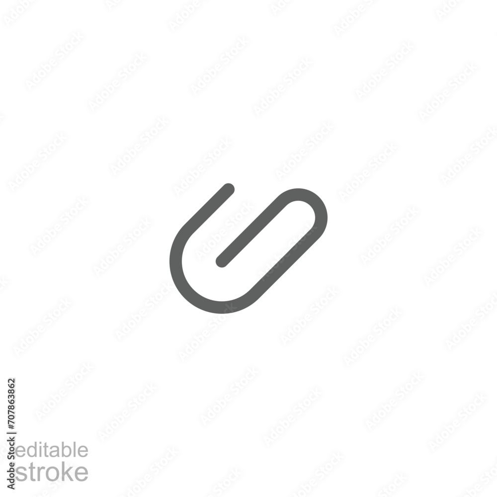 Paper clip icon. Simple outline style. Paperclip, attach, document clip, staple, fastener, page clamp, office concept. Thin line symbol. Vector isolated on white background. Editable stroke SVG. Paper clip icon. Simple outline style. Paperclip, attach, document clip, staple, fastener, page clamp, office concept. Thin line symbol. Vector isolated on white background. Editable stroke SVG.