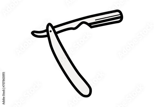 Icono negro de cuchilla de afeitar clásica de barbero.