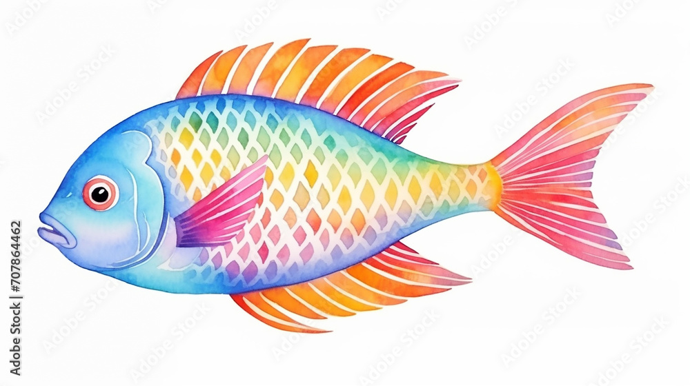 underwater fish sea animals. ocean life watercolor