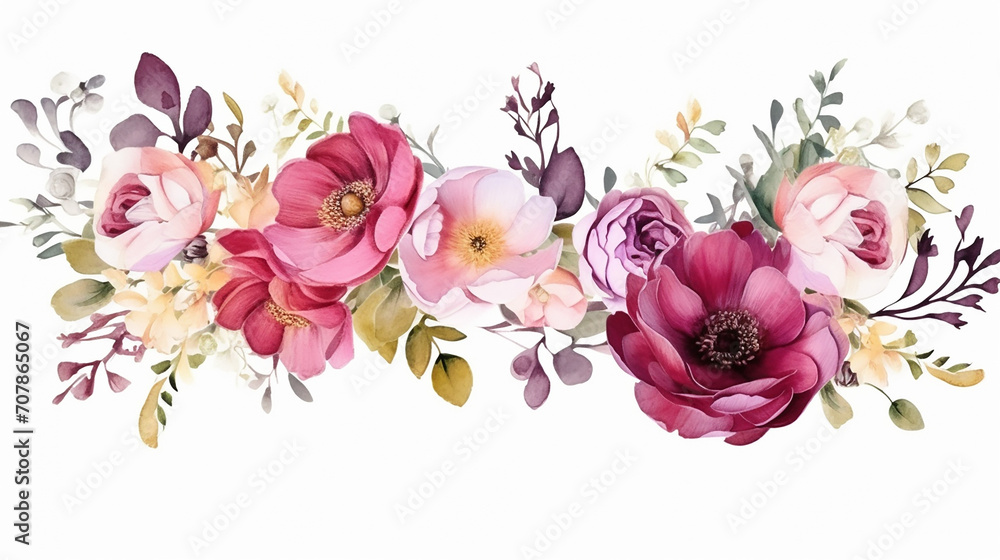 beautiful wedding floral with beautiful flower garden watercolor