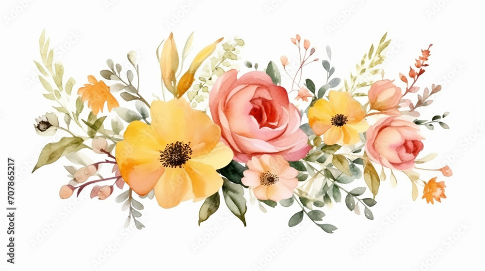 Fototapeta wedding invitation design with beautiful flower garden watercolor