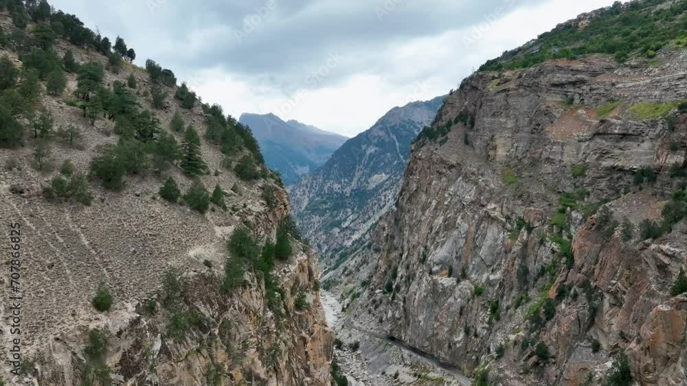 Aerial landscape 4K video in the mountains with drone moving forward in the valley Aerial landscape 4K video in the mountains with drone moving forward in the valley