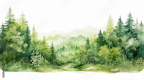 wedding theme design with green landscape watercolor