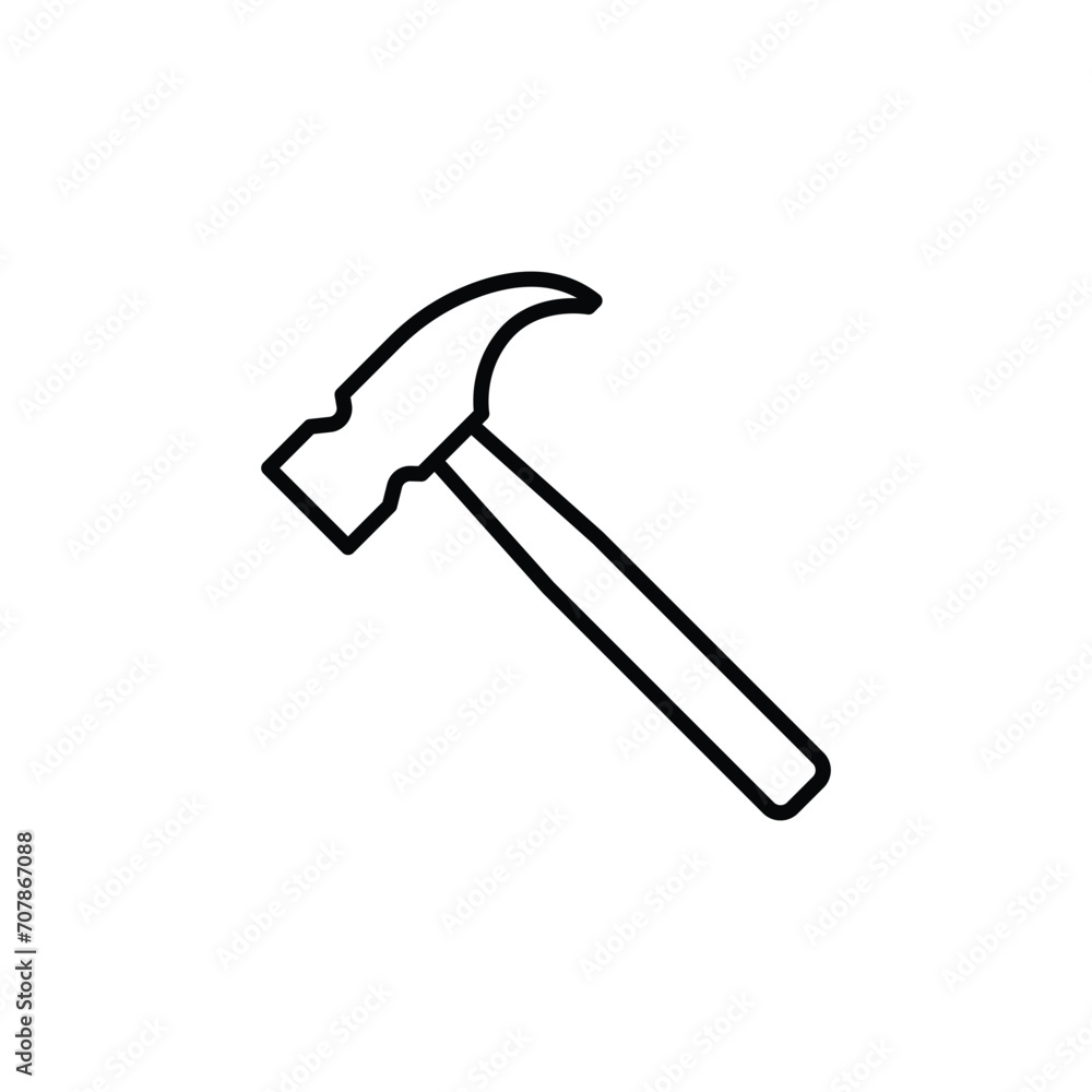 Hammer icon. Simple outline style. Hummer, metal, tool, hit, carpentry, construct, hardware, handyman, development concept. Thin line symbol. Vector isolated on white background. SVG. Hammer icon. Simple outline style. Hummer, metal, tool, hit, carpentry, construct, hardware, handyman, development concept. Thin line symbol. Vector isolated on white background. SVG.