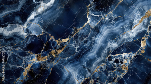 Luxury abstract marble background with beautiful combination of navy blue and silver photo
