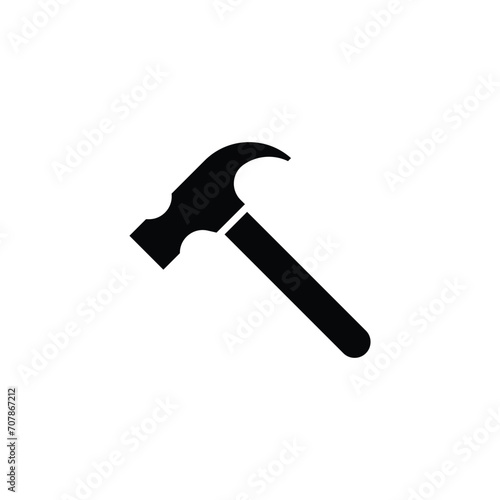 Hammer icon. Simple solid style. Hummer, metal, tool, hit, carpentry, construct, hardware, handyman, development concept. Black silhouette, glyph symbol. Vector isolated on white background. SVG.