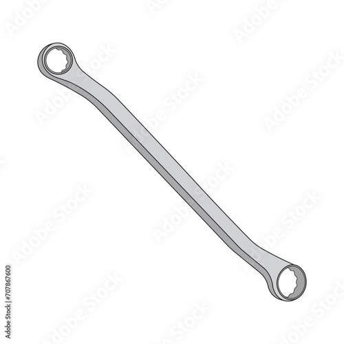 Kids drawing Cartoon Vector illustration box end wrench icon Isolated on White Background