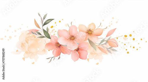 feminine badge with peach watercolor background flower