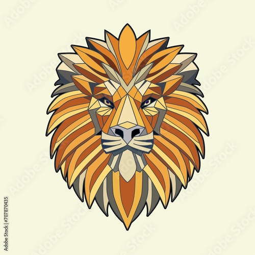 Vector illustration of a colored lionorigami style head origami style on separate background, illustrazione vettoriale di testa di leone colorata stile origami