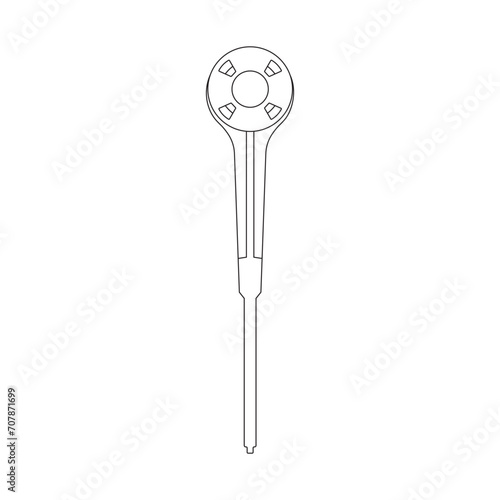 Hand drawn Kids drawing Cartoon Vector illustration bung wrench icon Isolated on White Background