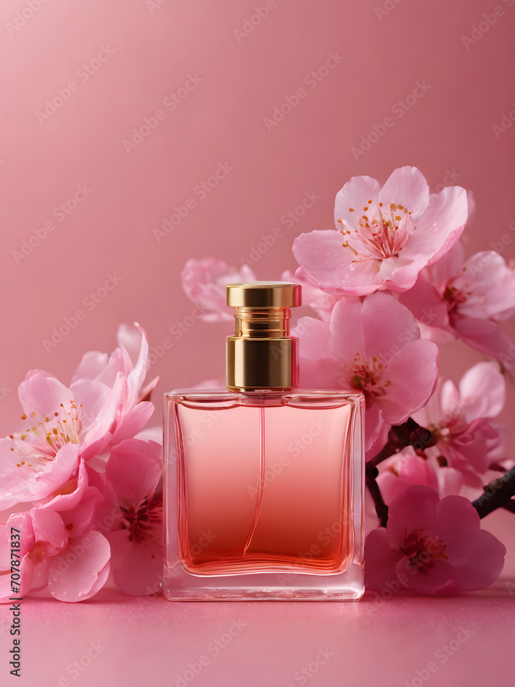 bottle of perfume with flower bottle of perfume with flower