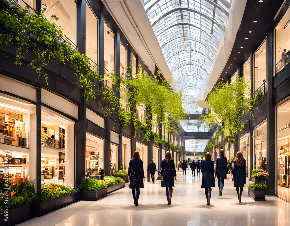 people walking in the city hall, People look and buy in a shopping center