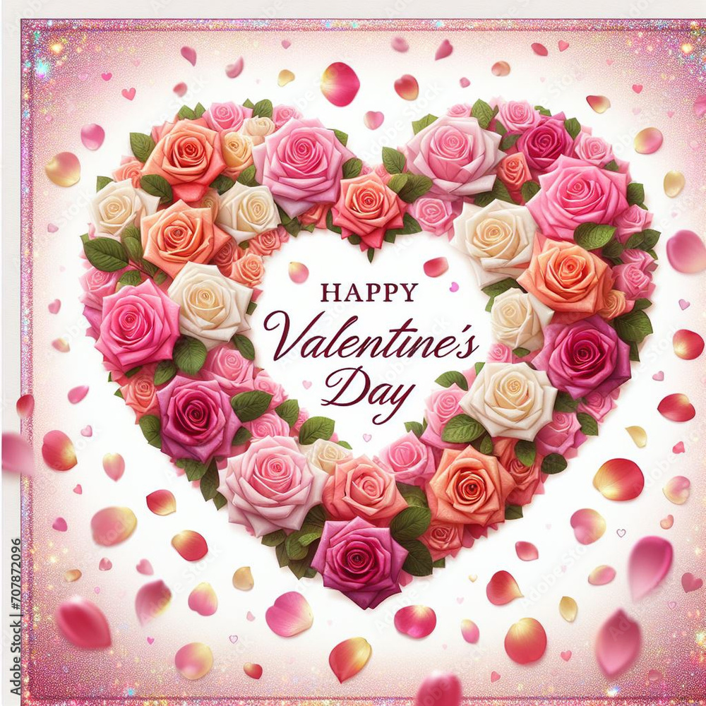 happy Valentine'day heart of roses happy Valentine'day heart of roses
