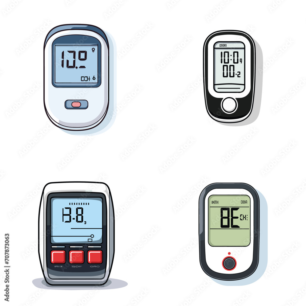 very simple isolated line styled vector illustration of Blood Glucose Monitor isolated in white background very simple isolated line styled vector illustration of Blood Glucose Monitor isolated in white background