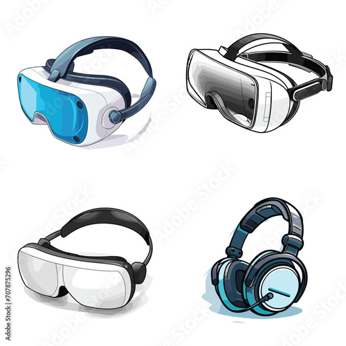 very simple isolated line styled vector illustration of Virtual Classroom Headset isolated in white background