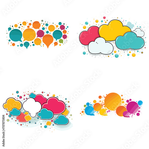 very simple isolated line styled vector illustration of Study Group Chat Bubbles isolated in white background