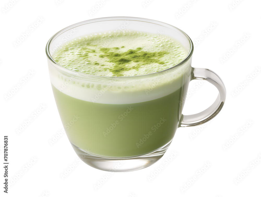 Glass of Tasty Matcha Latte, isolated on a transparent or white background Glass of Tasty Matcha Latte, isolated on a transparent or white background
