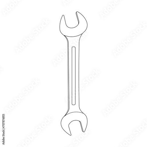 Hand drawn Kids drawing Cartoon Vector illustration open ended wrench icon Isolated on White Background