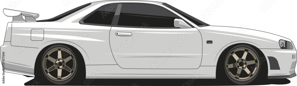 Side View of a White Sports Car Illustration Side View of a White Sports Car Illustration