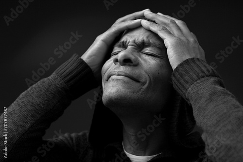 people praying to god at home on grey black background with people stock image stock photo