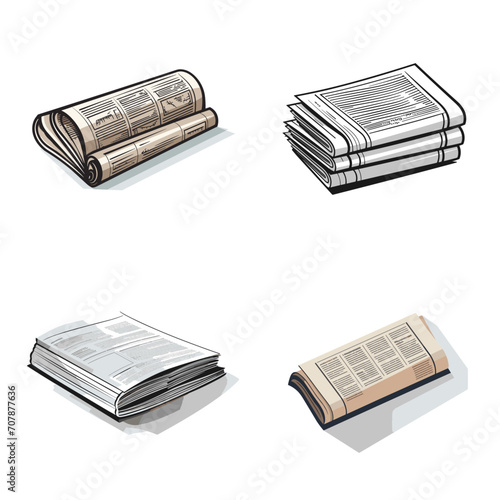 very simple isolated line styled vector illustration of Financial Newspaper isolated in white background